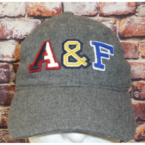 A&F Gray Wool Blend Embroidered Baseball Cap Adjustable Back Strap - Picture 1 of 6